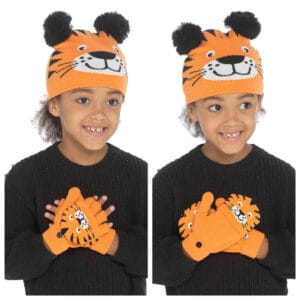 Kids Tiger Hat and Glove Set - 0% Vat