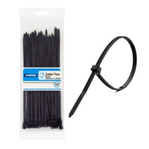 10 x Status Cable Ties Black 200mm in Display 50 pack