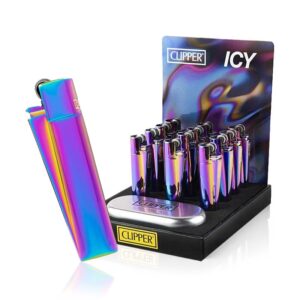 12 x Clipper Metal Icy Lighters + Metal Gift Box