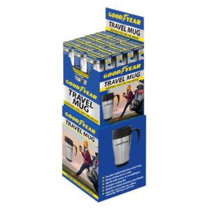 36 x Goodyear Travel Mug in floor display