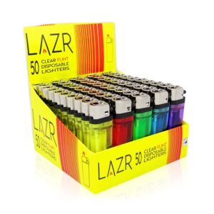 50 x LAZR Clear Flint Disposable Lighters