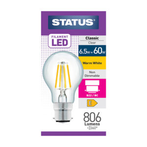 10 x LED Filament GLS 6.5w/7w  BC Status clear