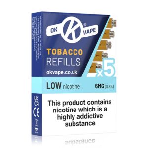 10 x OK Cigalike Refills - Tobacco Low (5 Pack)