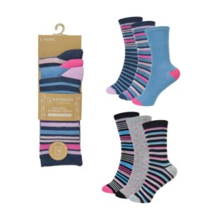 Ladies Bamboo Design Socks - 3 Pack