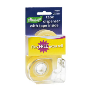 Clear Tape & Dispenser with 2 Rolls 19mm x 33m