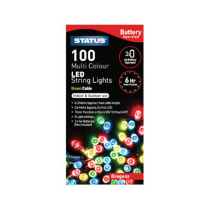 Status LED Xmas Lights Battery 100 Multi Colour