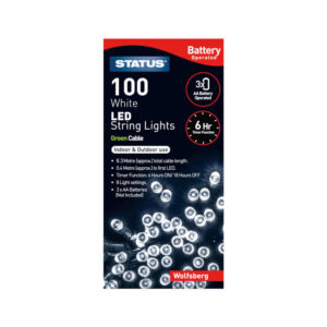 Status LED Xmas Lights Battery 100 Warm White