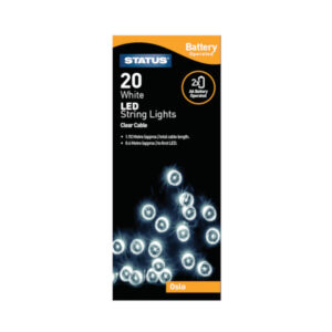 Status LED Xmas Lights Battery 20 White