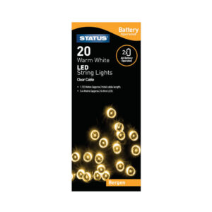 Status LED Xmas Lights Battery 20 Warm White