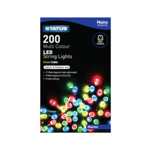 Status LED Xmas Lights Mains 200 Multi Colour
