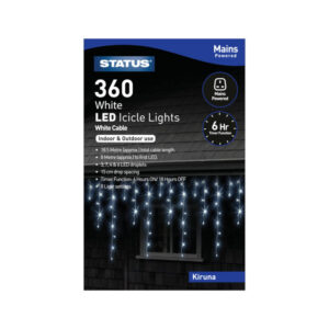 Status LED Xmas Lights Icicle Drop 360 White
