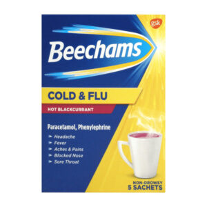 6 x Beechams Cold & Flu Hot Blackcurrant Drink 5's