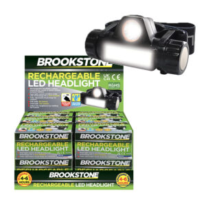 12 x Brookstone COB Rechargeable Headlight in display