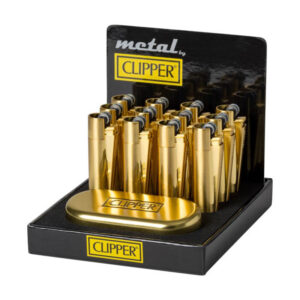 12 x Clipper Gold Metal Lighters + Metal Gift Box