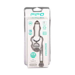 FIFO Car Charger with Type-C Retractable 3ft