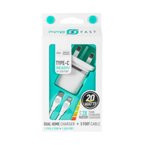 FIFO Home Charger + Type C to iPhone Fast Charge 5ft