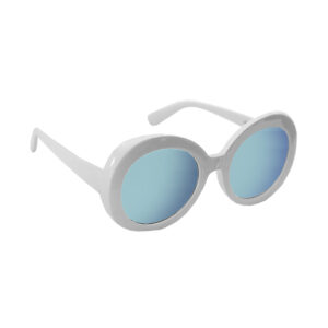 Round White Thick Frame Sunglasses