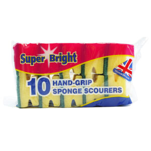 10 x Super Bright Sponge Scourers 10 Pack