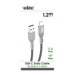 Vibe USB Type C Braided Charger Cable 1.2 Metres