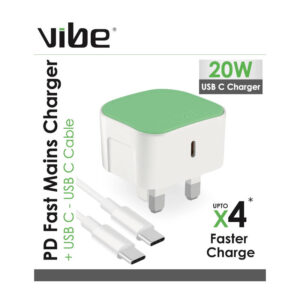 Vibe USB C Mains Charger with USB  C to C cable
