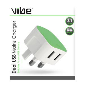 Vibe M5 Dual USB Mains Charger 3.1 Amp