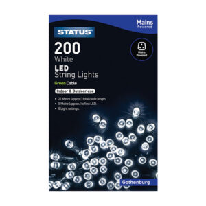 Status LED Xmas Lights Mains 200 White