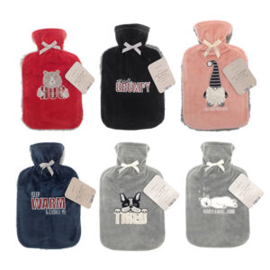 6x Hot Water Bottles with Assorted Soft Covers