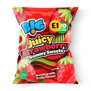 10 x B!G Juicy Strawberry Gummy Sweets 150g £1 PMP
