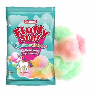 Charms Fluffy Stuff Rainbow Sherbert Cotton Candy 60g in display of 6