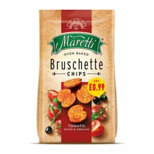 Maretti Bruschette Tomato, Olives & Oregano 70g PM 99p - 0% vat in display of 7