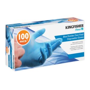 Blue Powder Free Vinyl Gloves, size Large. Box of 100