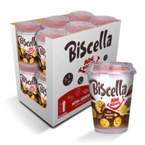 Biscella Mini Biscuit Tub 125g 0% vat in display of 12